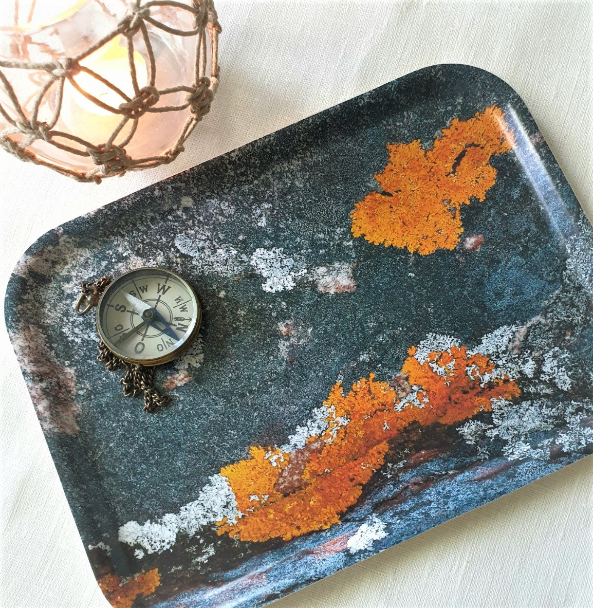 Bricka 27x20cm "Orange o Grått"