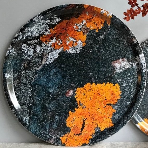 Bricka 39cm "Orange o Grått"