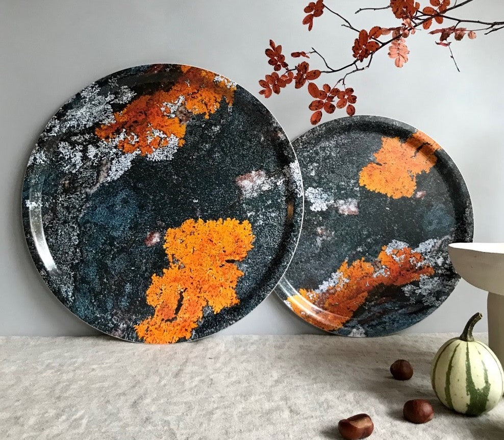 Bricka 39cm "Orange o Grått"