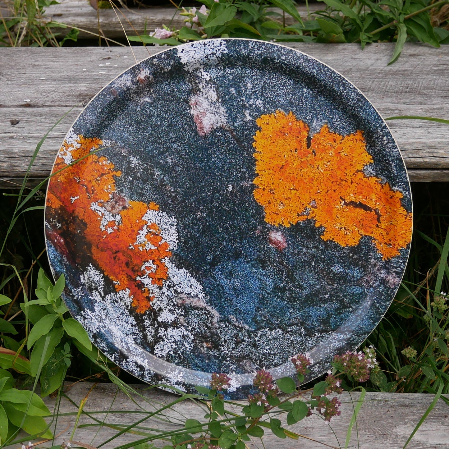 Bricka 31cm "Orange o Grått"